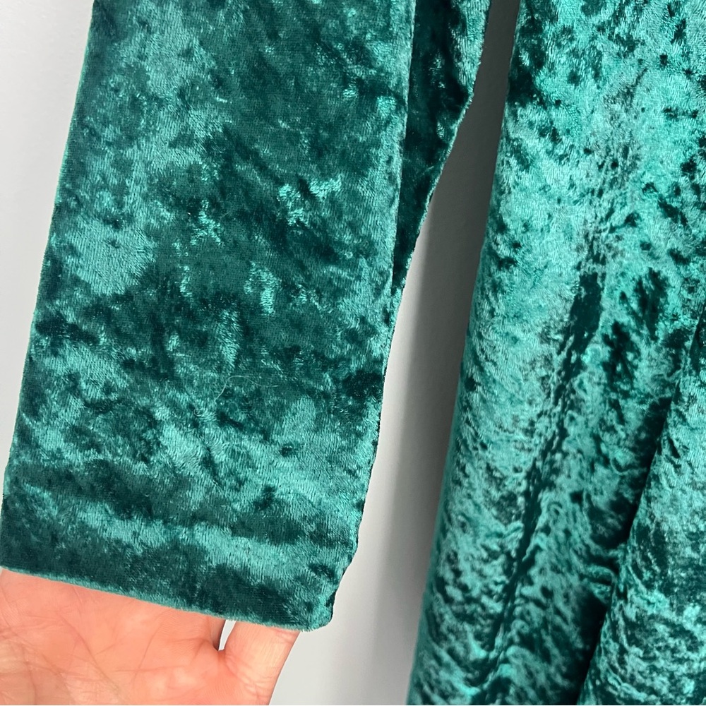 Vintage Brett Alixander Emerald Green Crushed Velvet Corset Back Dress Size 14 - Picture 4 of 7